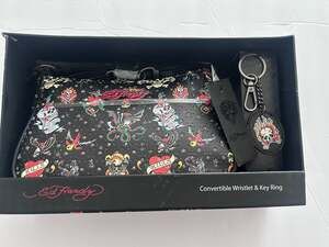 NWT Ed Hardy Tattoo Print Convertible Wristlet and Key Ring Gift Set